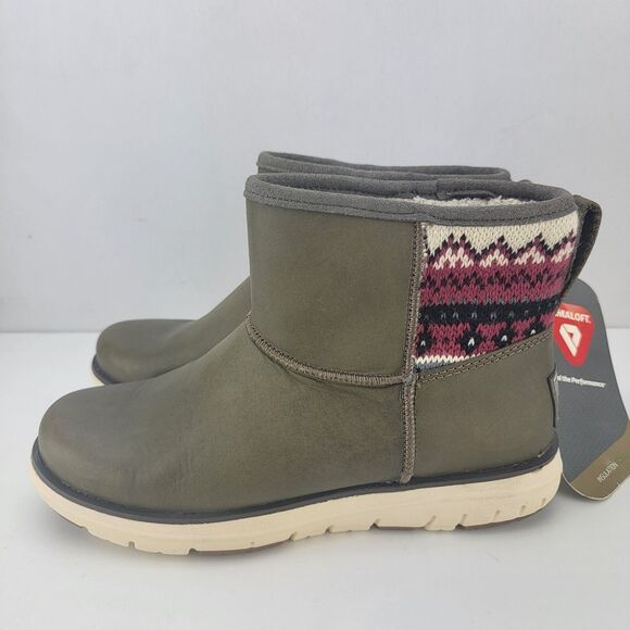LL Bean Womens Size 6 Mountain Lodge Olive Green Ankle Snow Boots 303663 - Picture 1 of 9